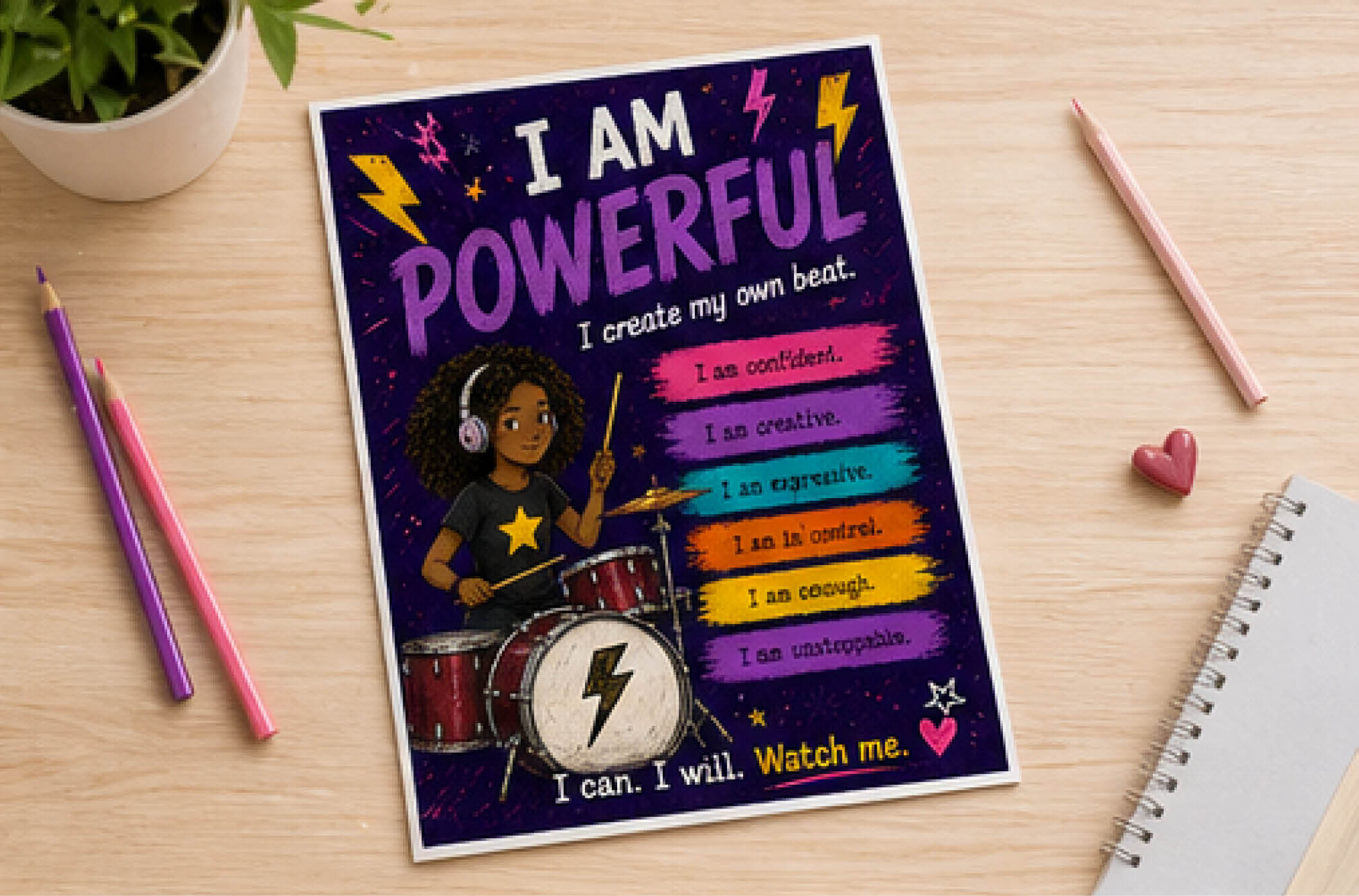 I Am Powerful — Dauntless Daughters Affirmation Poster (Instant Download)