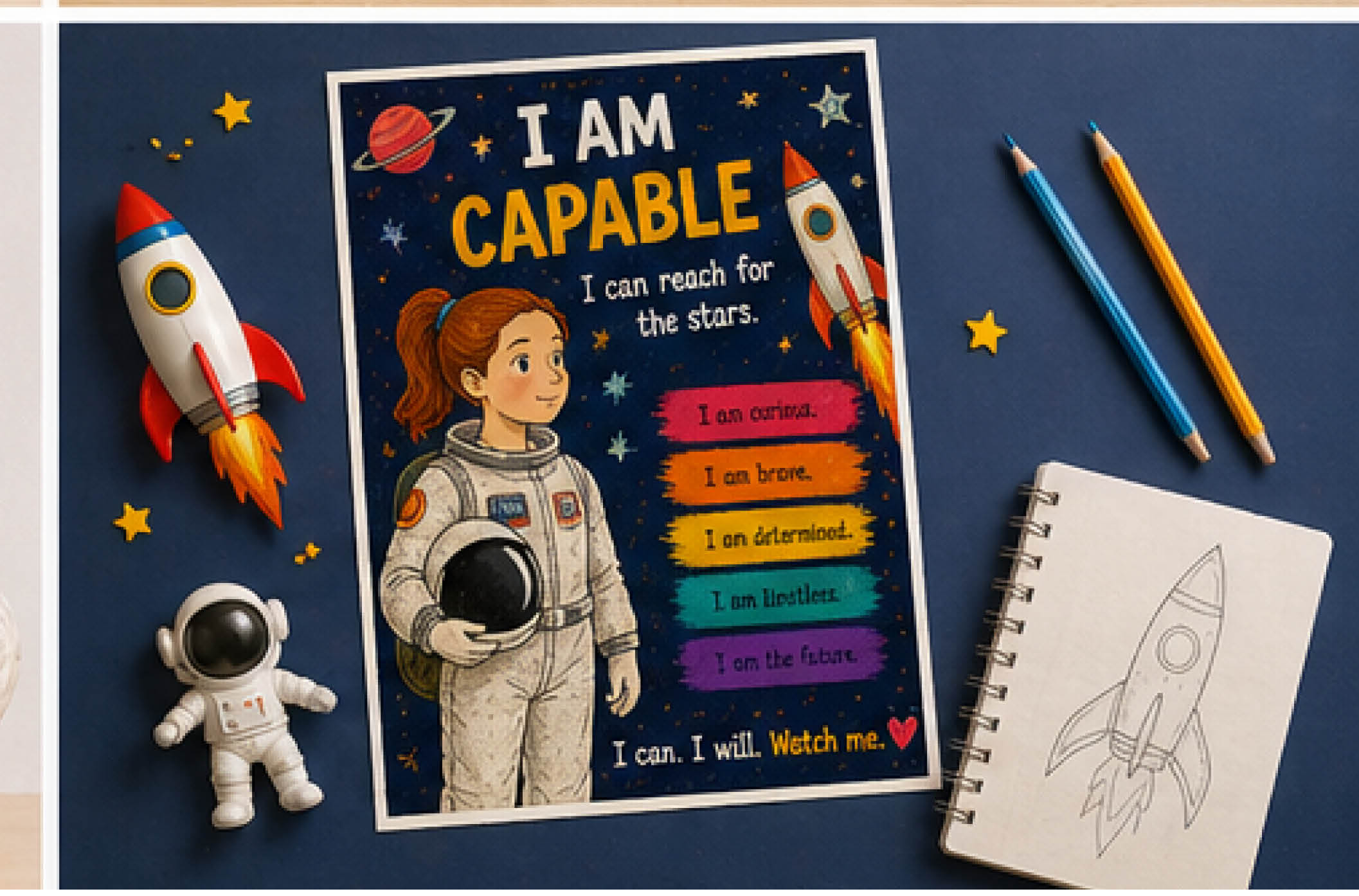 I Am Capable — Dauntless Daughters Affirmation Poster (Instant Download)