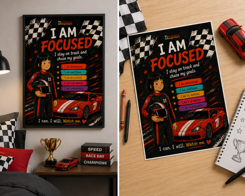 I Am Focused — Dauntless Daughters Affirmation Poster (Instant Download)